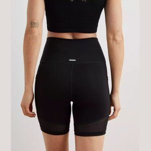 Aerie High Waist Mesh 7" Biker Shorts Black